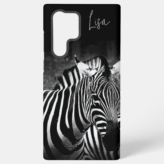 黒パーソナライズされた白ゼブラスサムスケース SAMSUNG GALAXYケース (裏面)