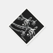 黒パーソナライズされた白トレブルクレフ、 音符記号 スタンダードカクテルナプキン (角)