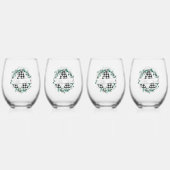 黒パーソナライズされた白バッファローのプレイド(A) ステムなしワイングラス (正面)