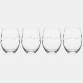 黒パーソナライズされた白バッファロー・プレイド(E) ステムなしワイングラス (右)