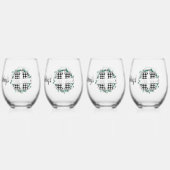 黒パーソナライズされた白バッファロー・プレイド(H) ステムなしワイングラス (裏面)