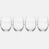 黒パーソナライズされた白バッファロー・プレイド(H) ステムなしワイングラス (右)