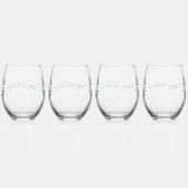 黒パーソナライズされた白バッファロー・プレイド(L) ステムなしワイングラス (右)