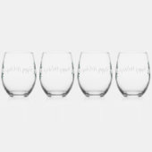 黒パーソナライズされた白バッファロー・プレイド(O) ステムなしワイングラス (右)