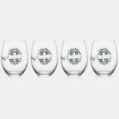 黒パーソナライズされた白バッファロー・プレイド(R) ステムなしワイングラス (裏面)