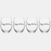 黒パーソナライズされた白バッファロー・プレイド(T) ステムなしワイングラス (左)