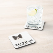 黒パーソナライズされた白パピヨン犬 コースター (右側)