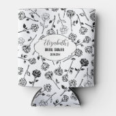 黒パーソナライズされた白フローラブライダルシューウェ 缶クーラー (正面)