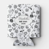 黒パーソナライズされた白フローラブライダルシューウェ 缶クーラー (裏面)