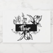 黒パーソナライズされた白フローラ食品容器 フードラベル (シングルラベル)