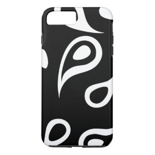 黒パーソナライズされた白ペイズリー iPhone 8 PLUS/7 PLUSケース