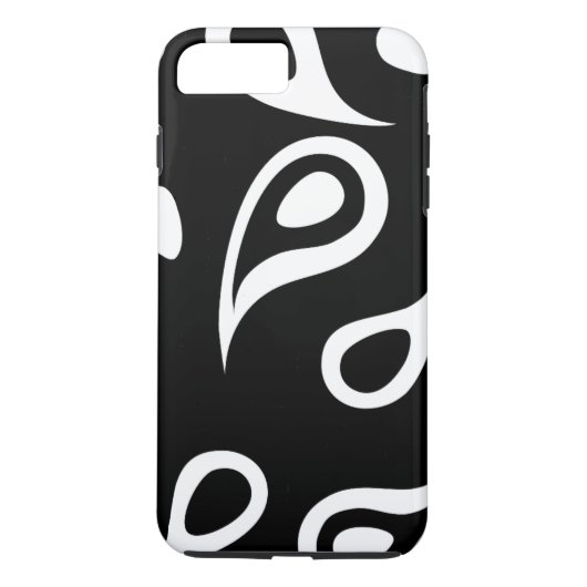 黒パーソナライズされた白ペイズリー Case-Mate iPhoneケース (裏面)