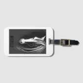 黒パーソナライズされた白抽象芸術馬 ラゲッジタグ (正面横)