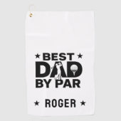 黒パーソナライズされた白文字最高のパパバイパー ゴルフタオル (正面)