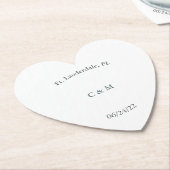 黒パーソナライズされた白紙ハートコースター ペーパーコースター (アングル)