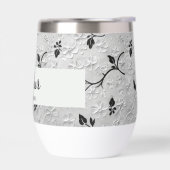 黒パーソナライズされた白花模様Groomsman Gift (左面)