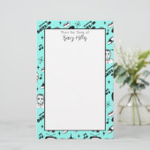 黒パーソナライズされた白50番スタイルレトロ 便箋 (スタンド正面)