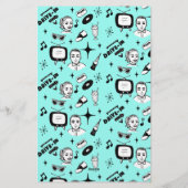 黒パーソナライズされた白50番スタイルレトロ 便箋 (裏面)