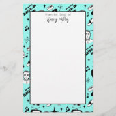 黒パーソナライズされた白50番スタイルレトロ 便箋 (正面)