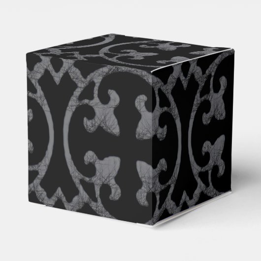 黒パーソナライズされた白（紋章の）フラ・ダ・リ結婚ズ フェイバーボックス (裏面サイド)