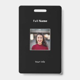 黒パーソナライズされた社員バッジ写真と文字 バッジ