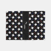 黒パーソナライズされた筆と歯のパターンの名前 フリースブランケット (正面(横))