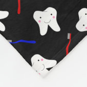 黒パーソナライズされた筆と歯のパターンの名前 フリースブランケット (角)