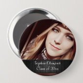 黒パーソナライズされた素朴木フォトグラー年 缶バッジ (正面&裏面)