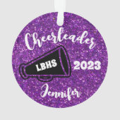 黒パーソナライズされた紫チアリーティングオーナメント オーナメント (裏面)