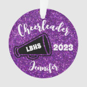 黒パーソナライズされた紫チアリーティングオーナメント オーナメント (正面)