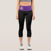 黒パーソナライズされた紫モノグラムカプリレギンス カプリレギンス (正面)