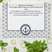 黒パーソナライズされた航海のいかりレシピ記念 キッチンタオル (折り畳み)