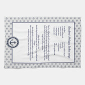 黒パーソナライズされた航海のいかりレシピ記念 キッチンタオル (横)