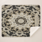 黒パーソナライズされた色とアイボリーフローラ曼荼羅 シェルパブランケット (正面(横))