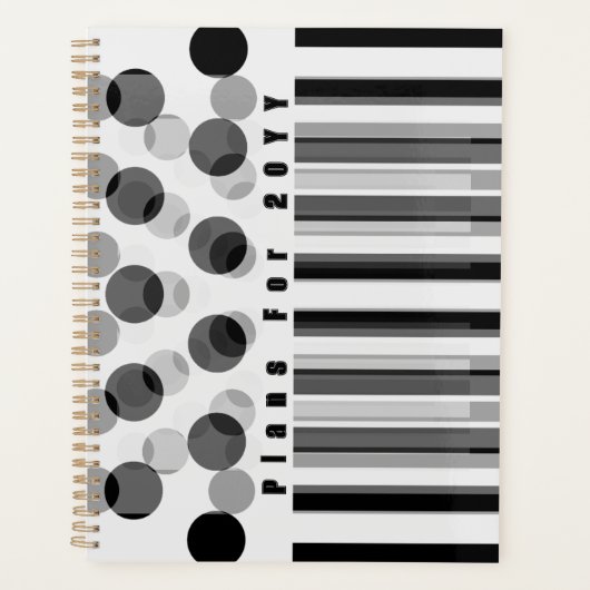 黒パーソナライズされた色と白の幾何インスパイア図形 プランナー手帳 (正面)