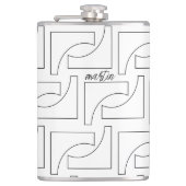 黒パーソナライズされた色と白の幾何学的パターン フラスク (正面)