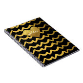 黒パーソナライズされた色と金ゴールドの輝きストライプ ノートブック (右側)