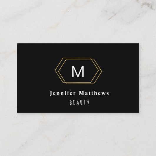 黒パーソナライズされた色と金ゴールドモダンメイクアーティスト 名刺 (正面)