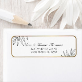 黒パーソナライズされた色と金ゴールド住所 シール