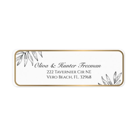 黒パーソナライズされた色と金ゴールド住所 シール (正面)