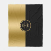黒パーソナライズされた色と金ゴールド幾何学的デザイン フリースブランケット (正面)