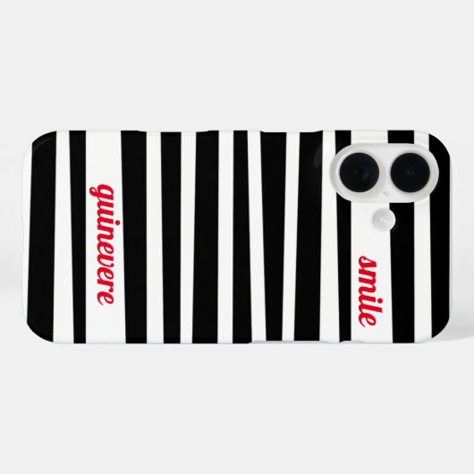 黒パーソナライズされた色のストライプスマイル Case-Mate iPhoneケース (裏面 (横))