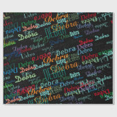 黒パーソナライズされた色の名前パターン ラッピングペーパー (フラット)