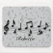 黒パーソナライズされた色の楽譜 マウスパッド (正面)