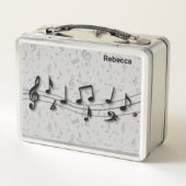 黒パーソナライズされた色の楽譜 メタルランチボックス (裏面)