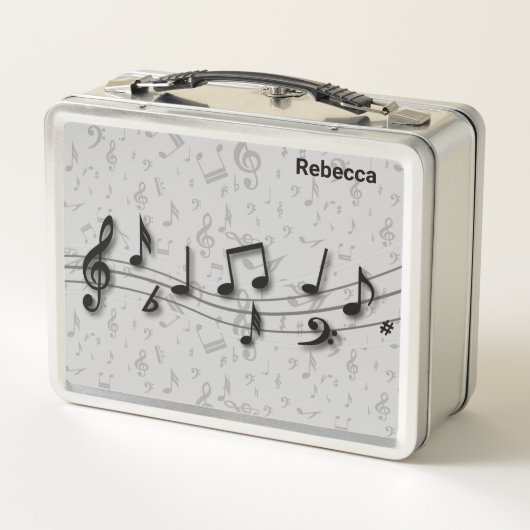 黒パーソナライズされた色の楽譜 メタルランチボックス (裏面)