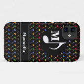 黒パーソナライズされた色の音楽ノート Case-Mate iPhoneケース (裏面(横))