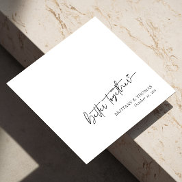 黒パーソナライズされた色の「一緒に良い」白結婚 スタンダードカクテルナプキン