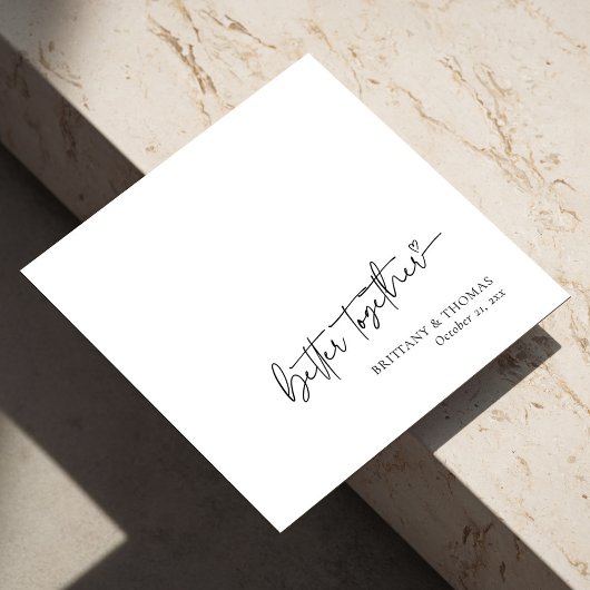 黒パーソナライズされた色の「一緒に良い」白結婚 スタンダードカクテルナプキン