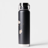 黒パーソナライズされた色フローラ ウォーターボトル (背面)